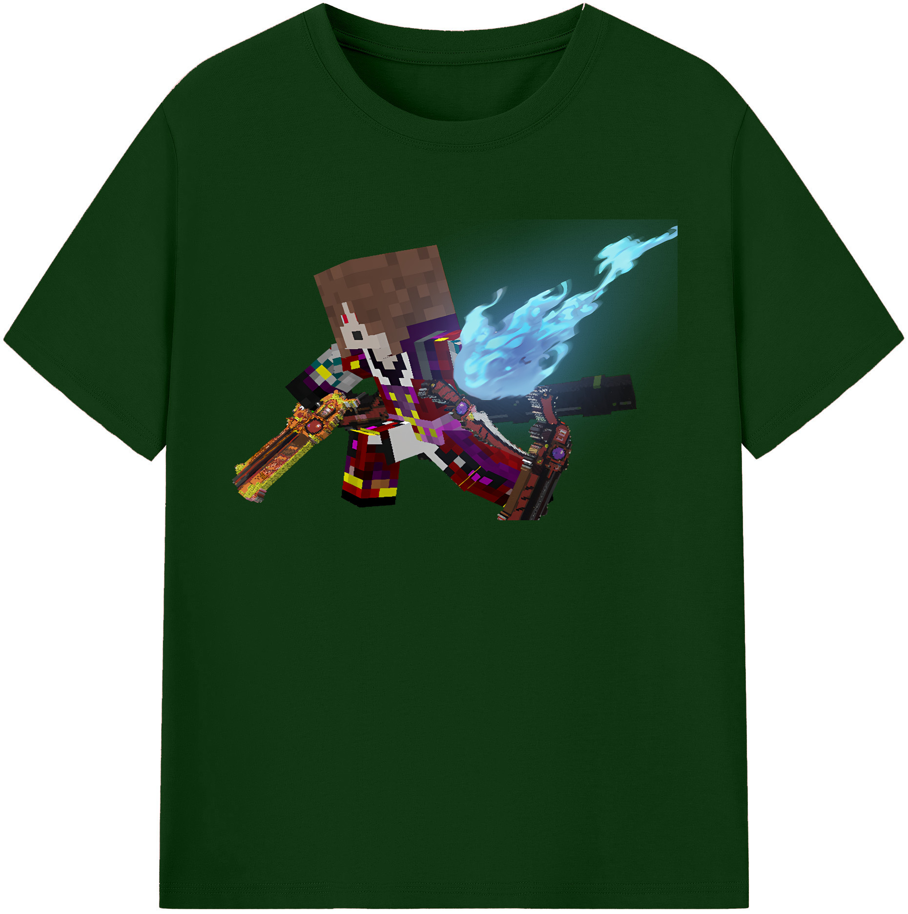 （画像用） マインクラフト ブロックの世界 Minecraft MC Block world 綿100％半袖Tシャツ（フロントプリント）